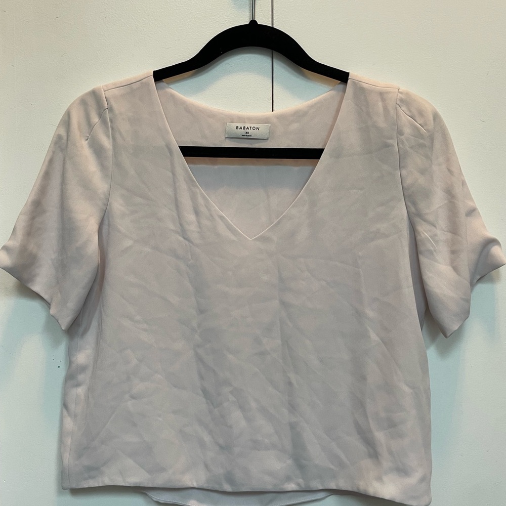 Babaton  Aritzia murphy blouse xs - short sleeve - blush